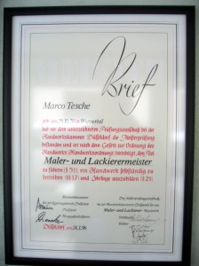 Meisterbrief Marco Tesche